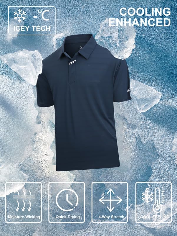 SAMERM Golf Shirts for Men Super Stretch Jacquard Dry Fit Golf Polo Moisture Wicking Short Sleeve Polo Shirts for Men