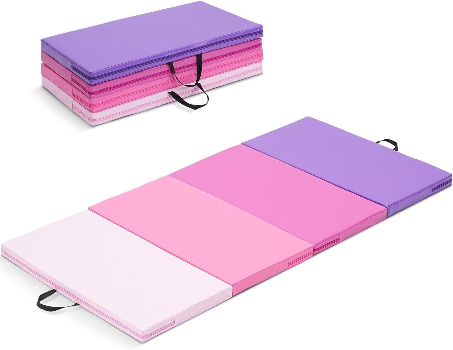 ZENOVA Gymnastics Mat 6'x3'x2''/4'x8'x2'' Exercise Mat Gym Mat for Home Aerobics Workout Foldable Tumbling Mat Children Gifts