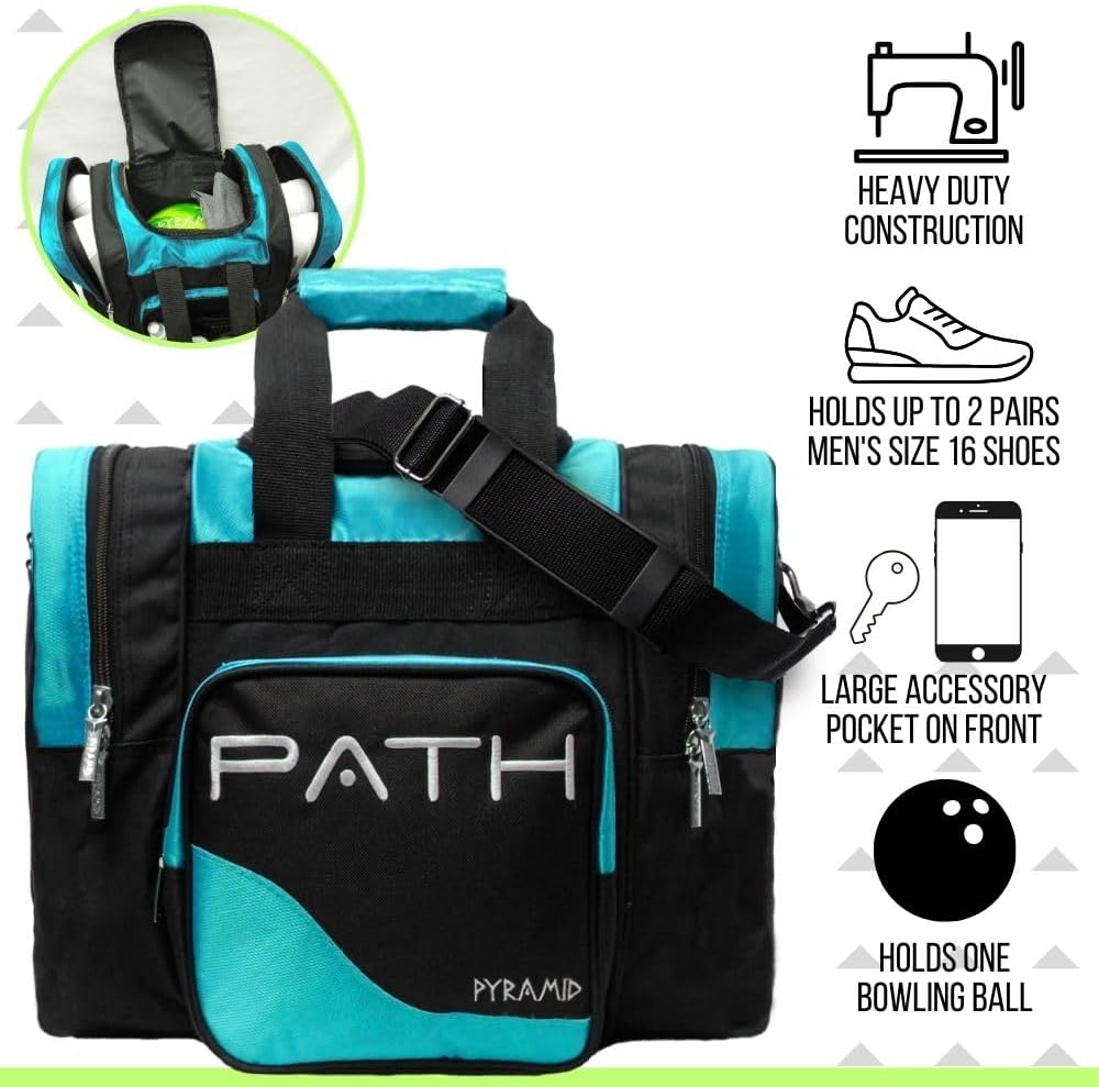 Pyramid Path Pro Deluxe Single Bowling Ball Tote - Holds One Ball, One Pair Shoes Up to Mens 15
