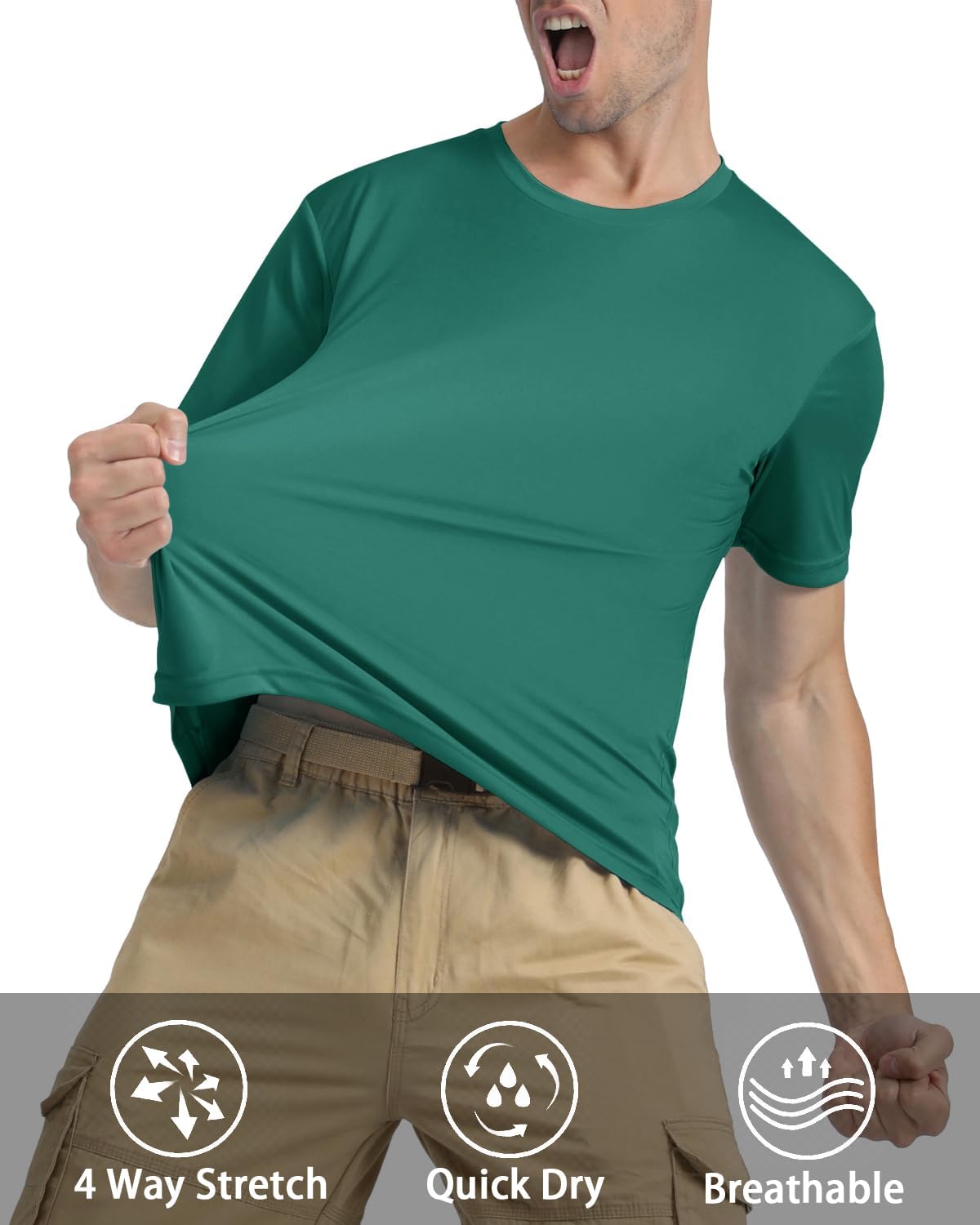 KEFITEVD Men's Short Sleeve UPF 50+ Sun Protection Shirts Quick Dry Rashguard Swim Shirt SPF Workout Fishing Athletic T-Shirt