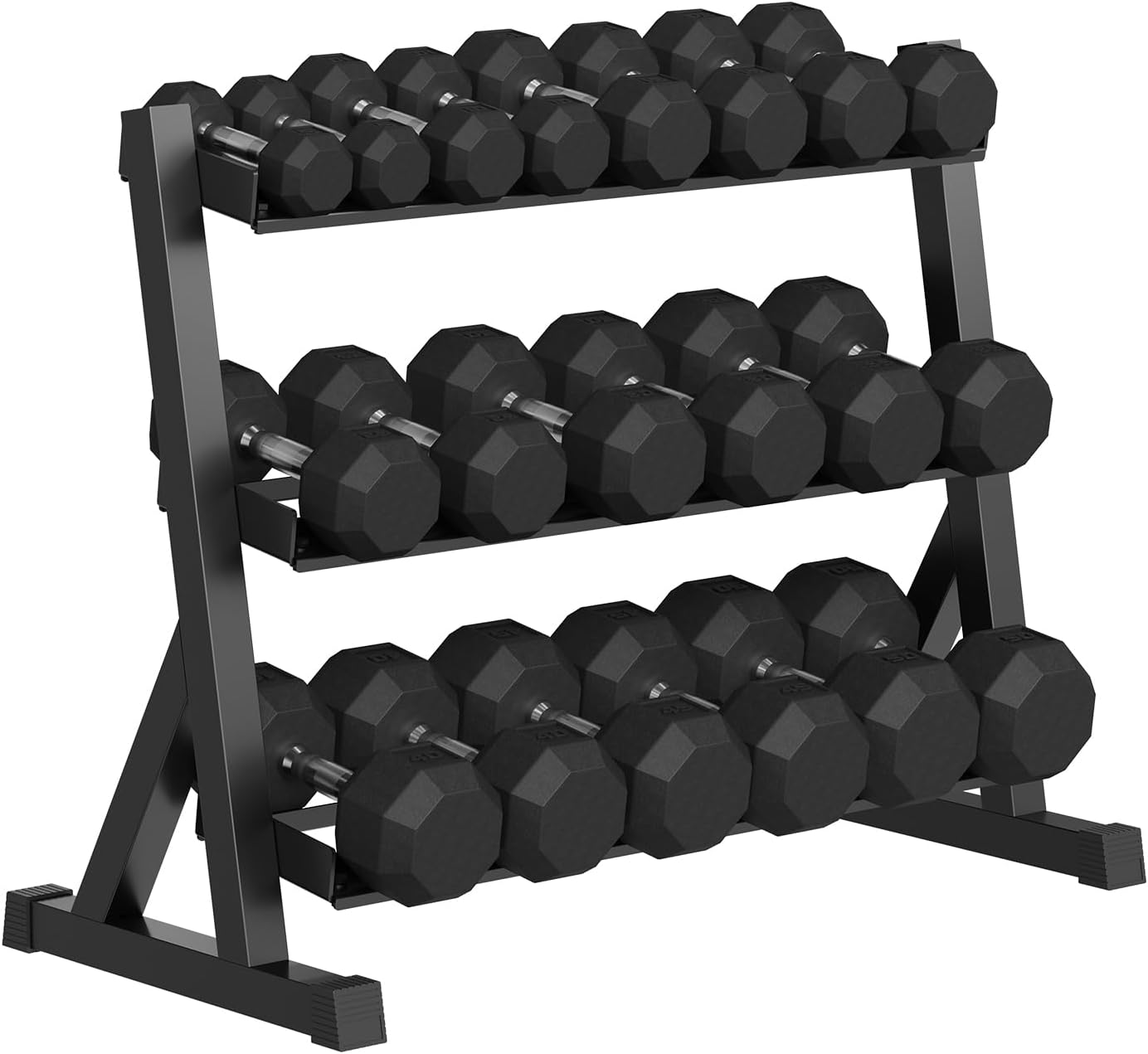 Rubber Coated Hex Dumbbell Weight Set, Multiple Sizes Exercise & Fitness Dumbbells,100LB Set,110LB Set,200LB,350LB,450LB,550LB, 35-50Lbs Pairs for Muscle Toning, Strength Building & Full Body Workout