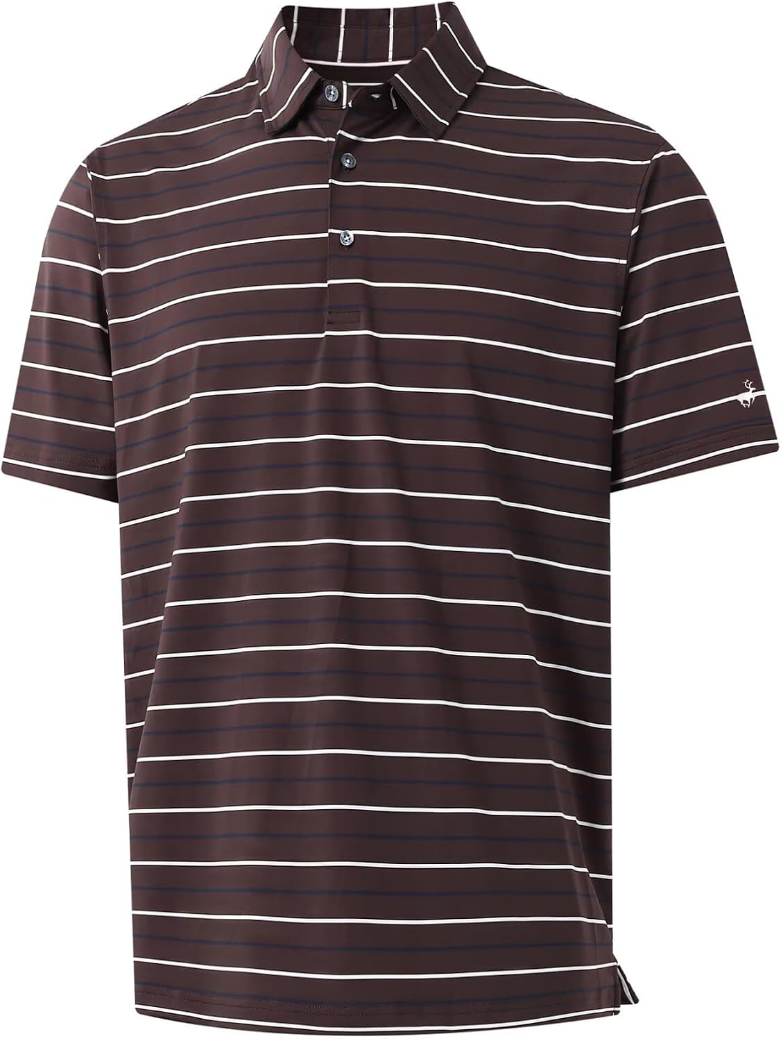 Rouen Mens Golf Shirt Moisture Wicking Dry Fit Performance Stripe Casual Collared Short Sleeve Golf Polo Shirts for Men