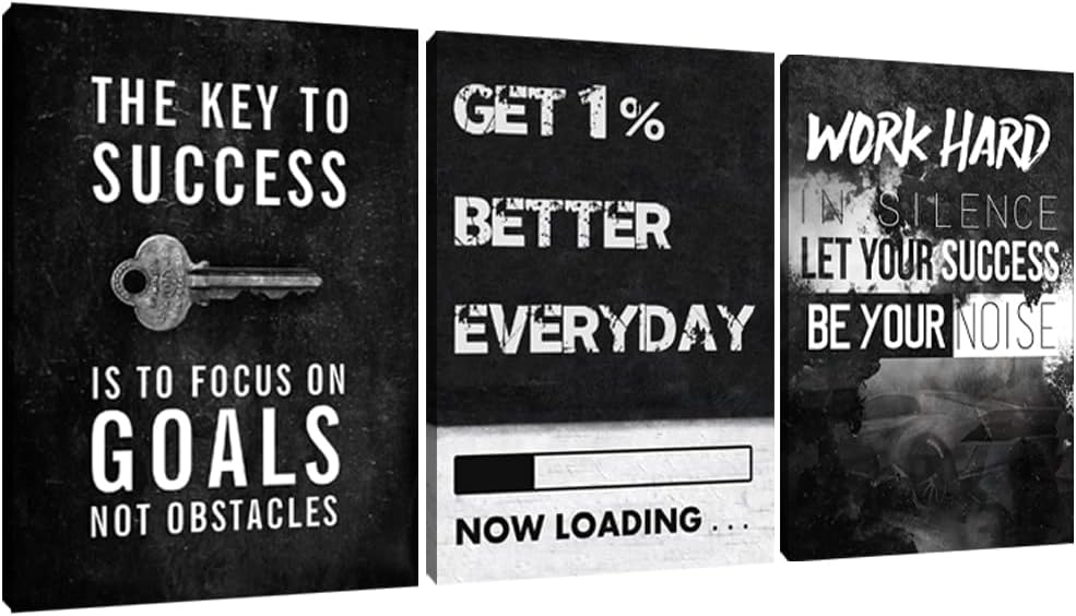 Yetaryy Motivational Poster Inspirational Wall Art 3 Pieces Canvas Painting Lion Artwork for Living Room Office Modern Home Decor Prints Pictures Wall Decor Framed Ready to Hang [36''Wx 16''H]