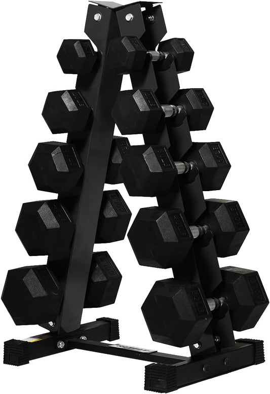 RITFIT 300/350/450/650/180/200/210 LB Rubber Hex Dumbbells Set with Optional Dumbbell Rack, Multi Weight Set to Choose, Ideal for Home Gym and Fitness