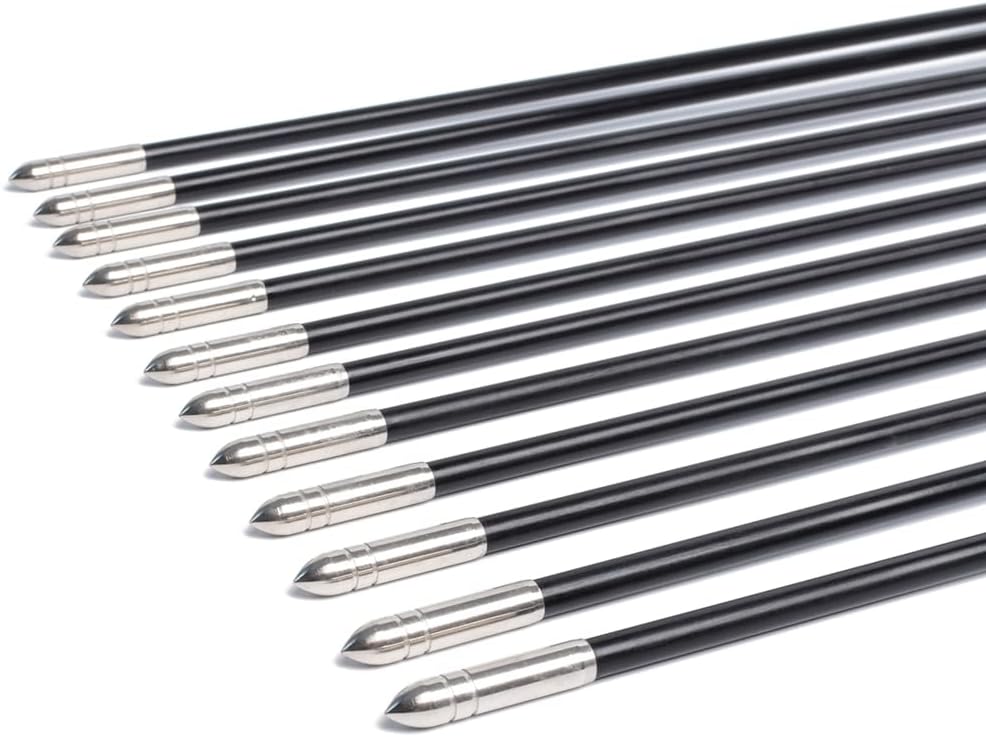 6875 Fiberglass Arrows Archery 24/26/28/30 Inch Target Shooting Safetyglass Recurve Bows Suitable for Youth Children Woman Beginner 6 or 12pcs/Pack (tigerspot Orange Vanes)