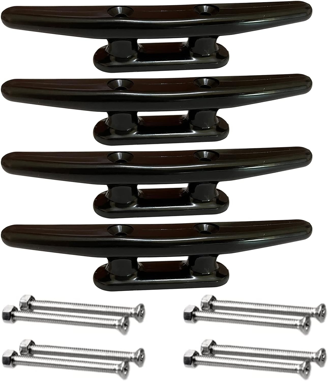 Boat Cleat Black Nylon Dock Cleat Kayak Cleat,3inch,4 inch,5 inch,6 inch,8 inch,4pack with Fasteners