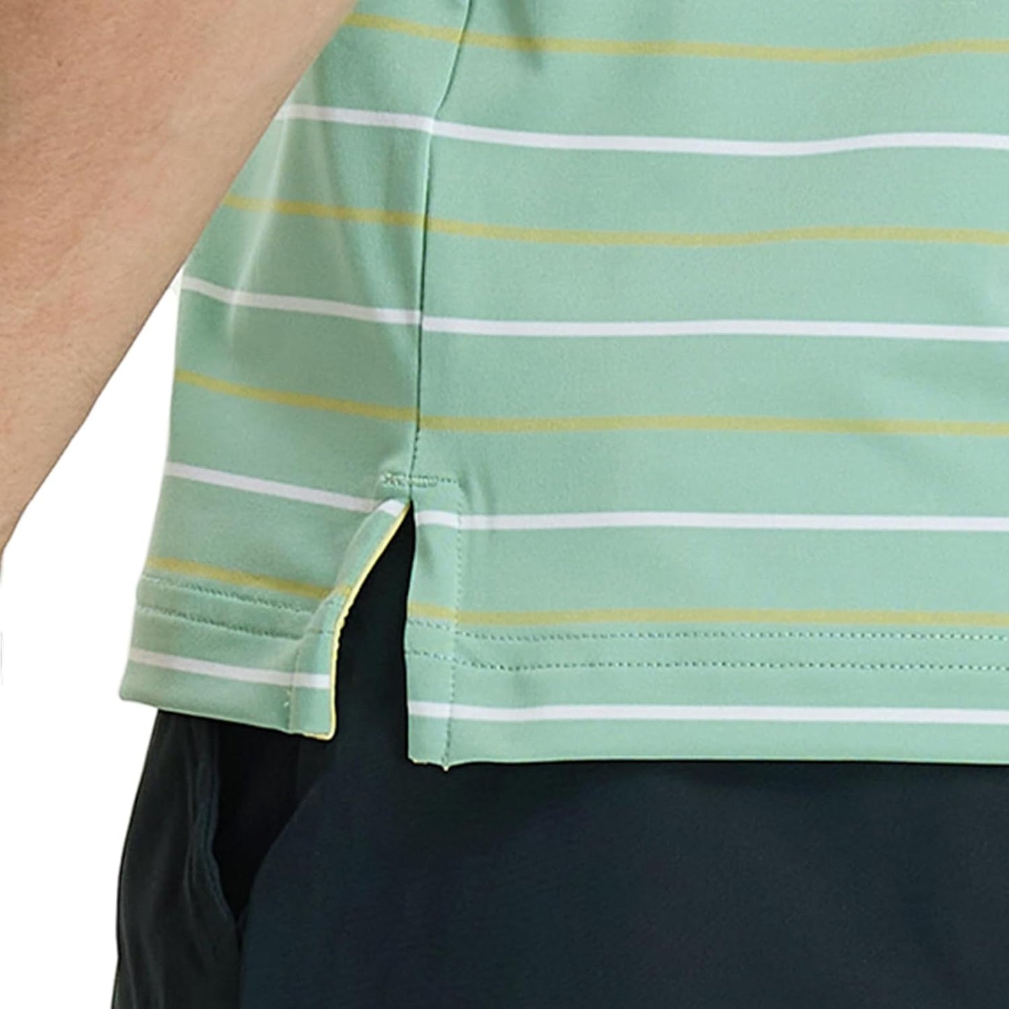 Rouen Mens Golf Shirt Moisture Wicking Dry Fit Performance Stripe Casual Collared Short Sleeve Golf Polo Shirts for Men