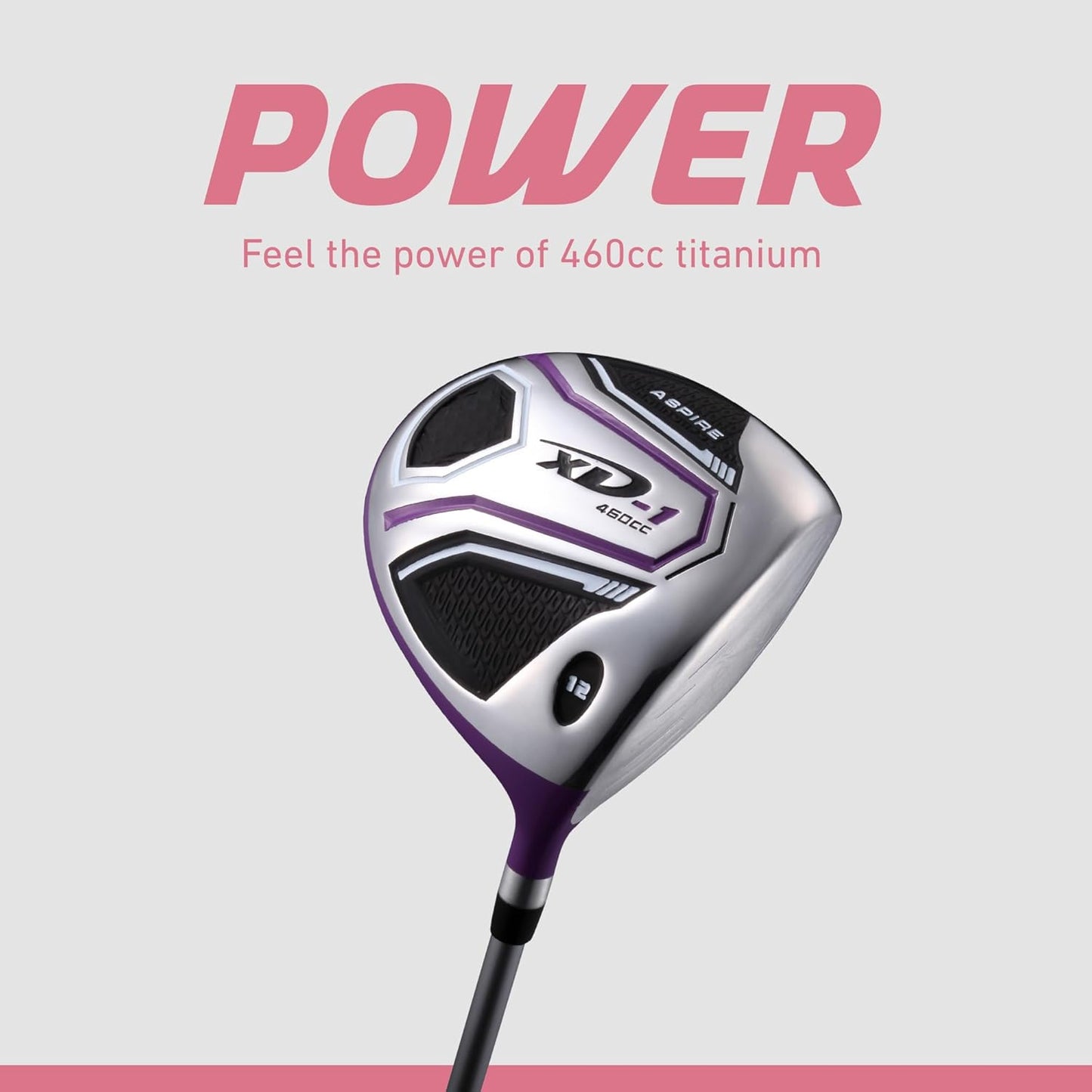 Aspire XD1 Womens Golf Clubs Full Set, Includes Driver, Fairway, Hybrid, 6-PW Irons, Putter, Stand Bag, 3 H/C's, Ultra-Light Graphite Shafts, Golf Clubs Women Right Handed, Comes in 3 Sizes, Purple