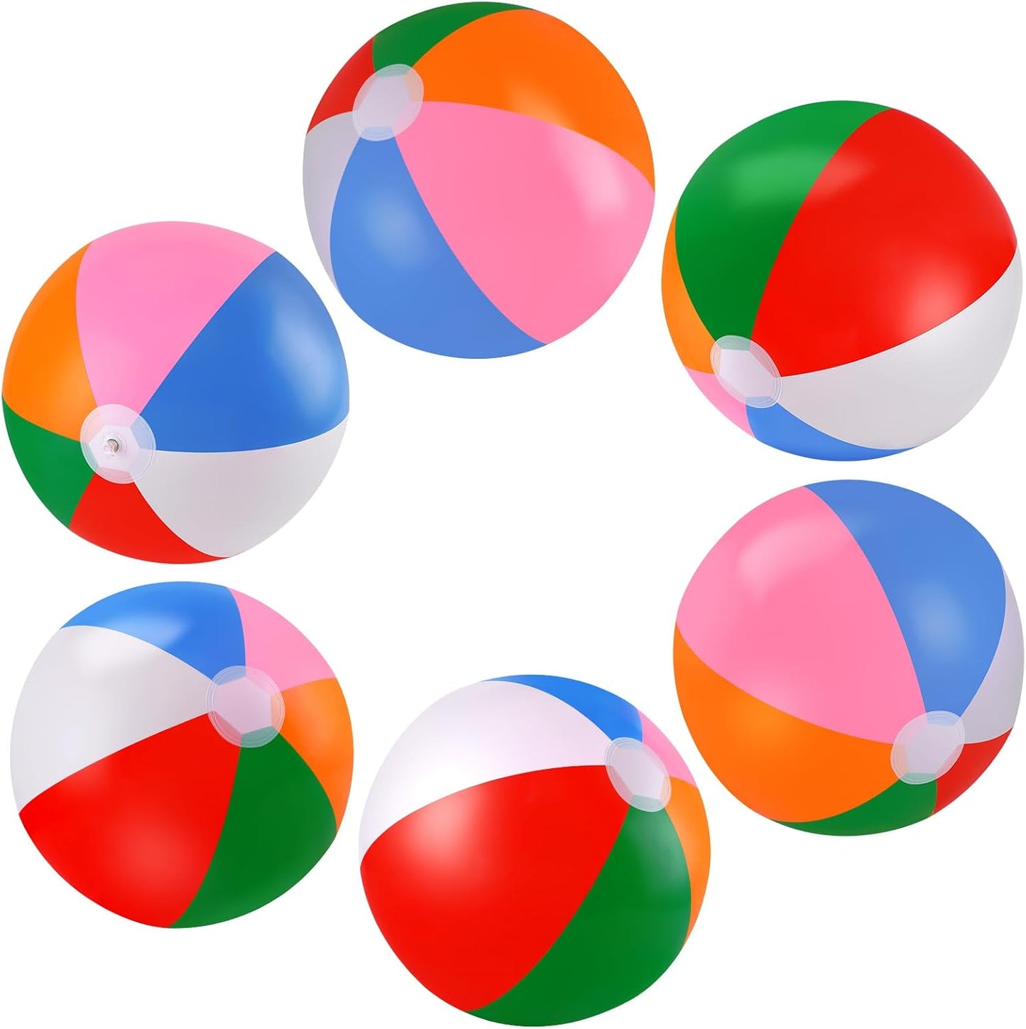 6 Packs 20” Beach Balls for Pool,Bulk Beach Balls for Kids,Beachball Party Favors,Large Beach Ball Toddler Pool Toys Set