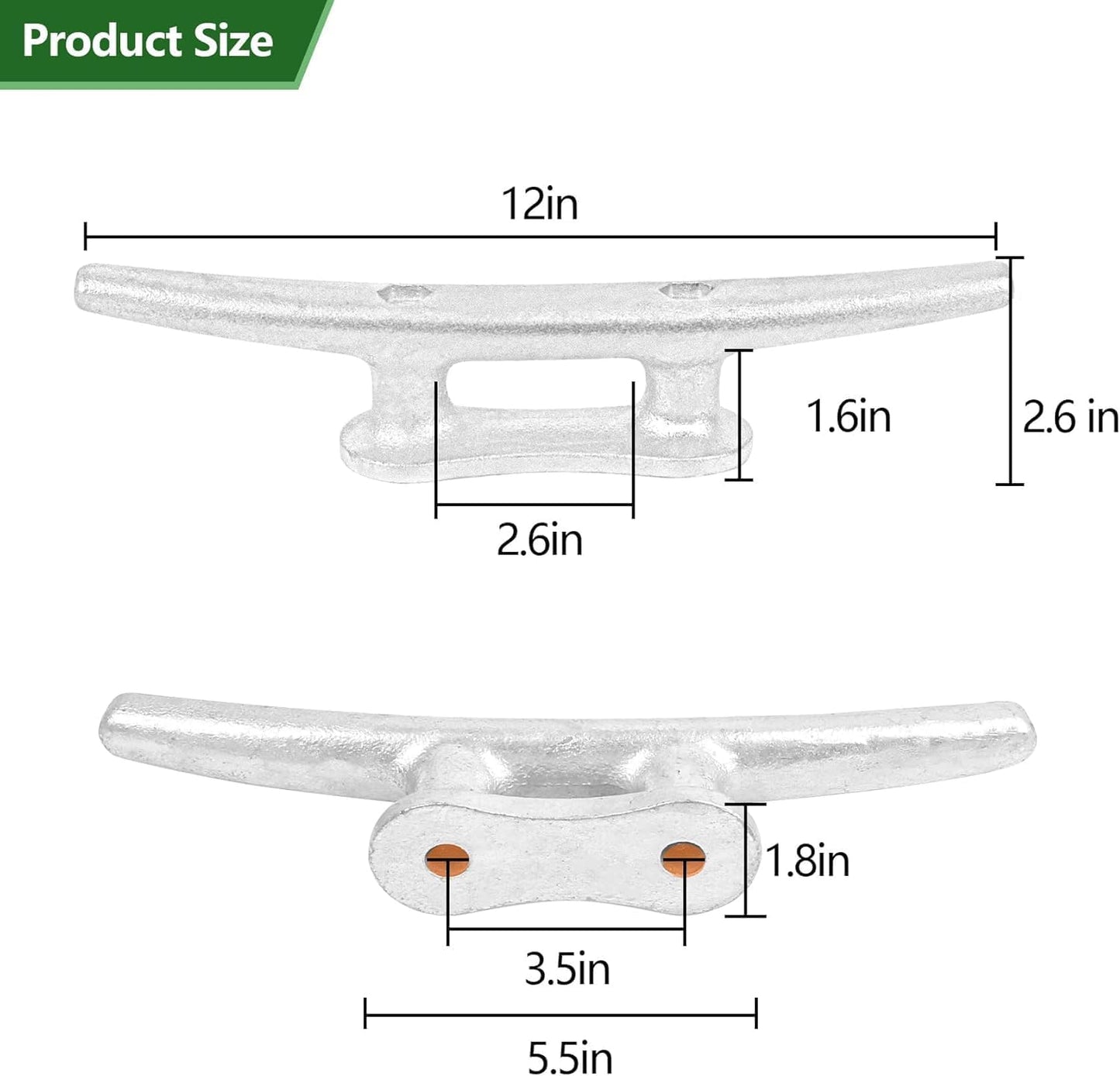 6/8/10/12/14 inch Dock Cleats With Bolts,Hot Dipped Galvanized Cast Iron Boat Cleats,Rope Cleat Boat Dock Cleats for Boat Docks,Decks,Piers for Tying up Boats,Marine Decor(1,2,4,5,6,8,10,12 Pack)