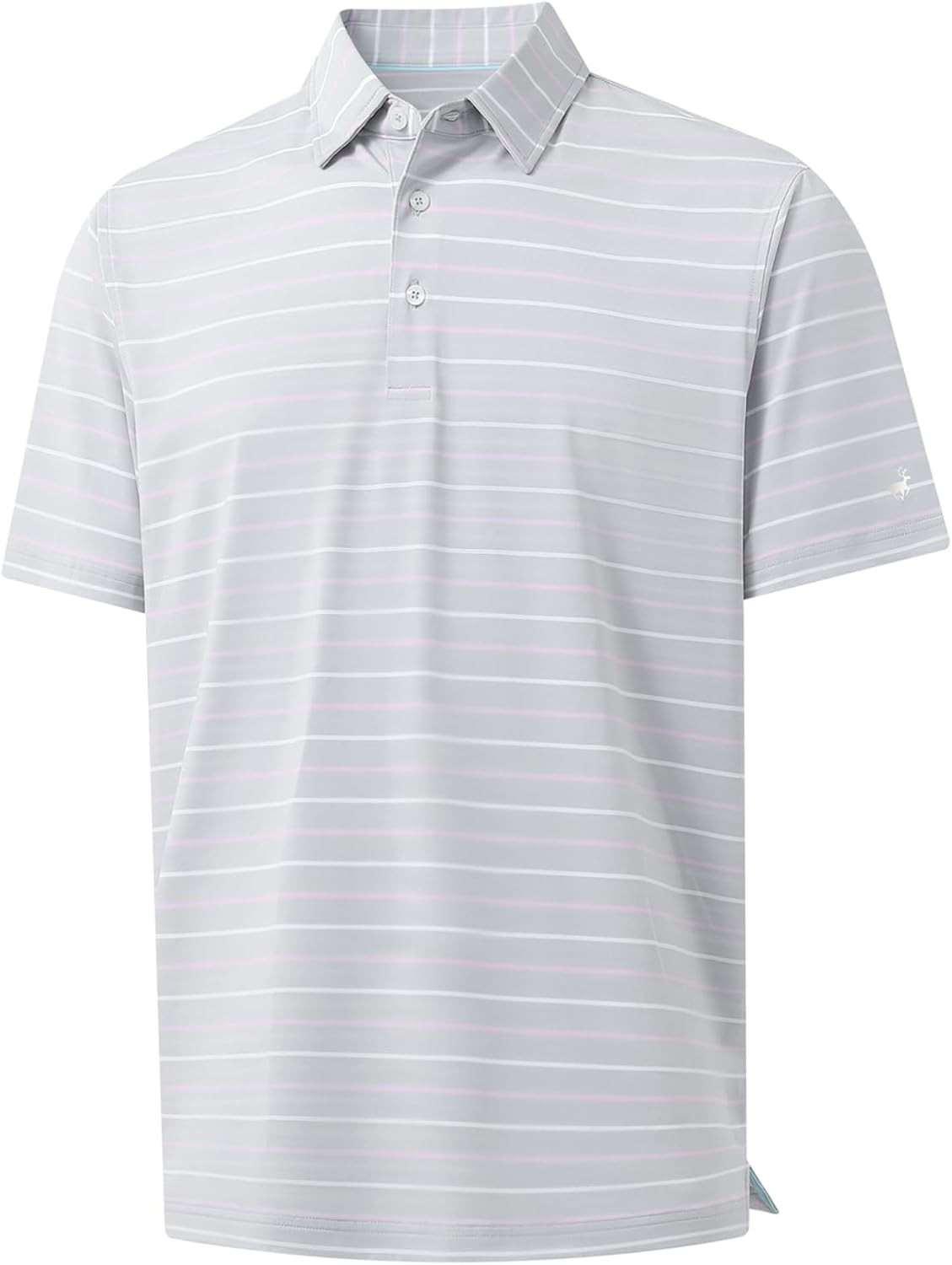 Rouen Mens Golf Shirt Moisture Wicking Dry Fit Performance Stripe Casual Collared Short Sleeve Golf Polo Shirts for Men