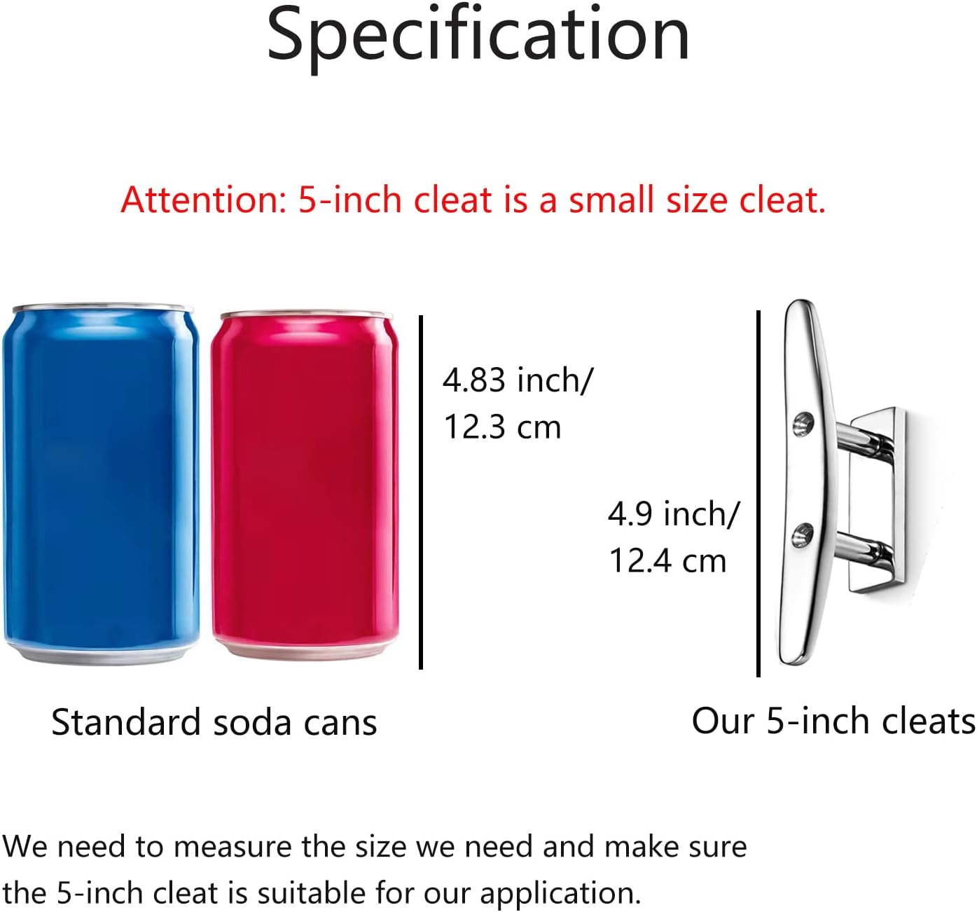 Boat Cleat 5 Inch Open Base 4 Pcs, Small Dock Cleat, Heavy Duty 316 Stainless Steel, Curtain Tie, Hook, Include Installation Screws