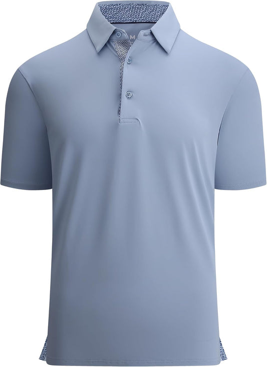 Alex Vando Mens Golf Shirt Moisture Wicking Quick-Dry Solid Short Sleeve Polo Shirts for Men