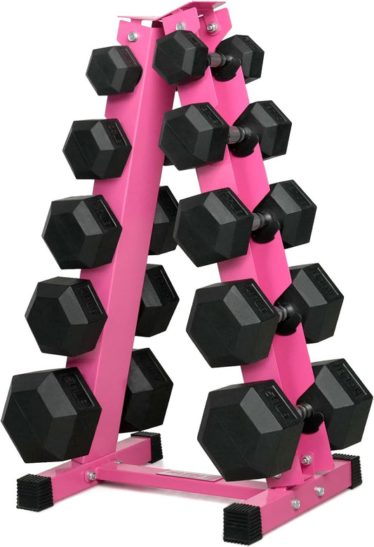 RitFit 250LB/300LB Rubber Hex Dumbbell Sets with Weights Rack, Multiple Color Choices Available, Great Gym Equipment for Home, Strength Training, Workouts