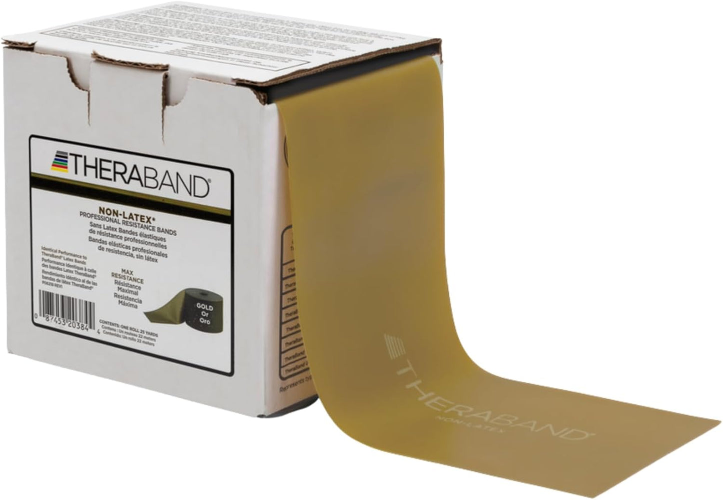 THERABAND Resistance Band 25 Yard Roll, Non-Latex Professional Elastic Stretch Bands for Upper & Lower Body Exercise Workouts, Physical Therapy, Lower Pilates, Flexibility, & Rehab, Dispenser Box