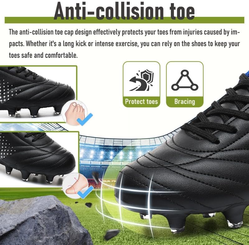 LIZRHA Soccer Shoes for Boys Girls Soccer Cleats Boys Girls Kids Athletic Outdoor Football Shoes Youth Football Cleats Outdoor & Indoor Soccer Shoes Lightweight, Running & Training for Students