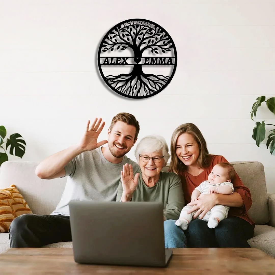 Personalized Tree of Life Metal Name Sign | Custom Metal Signs | Family Wall Art | Wedding Gift & Anniversary | Indoor Decor Gift for Women, Men, Wife, Parents, Couple