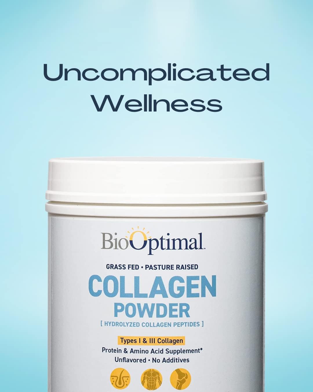 Collagen Peptides Powder - Grass-Fed, Pasture-Raised Hydrolyzed Protein Supplement for Skin, Hair, & Nails - Non-GMO, Zero Sugar Daily Supplement for Men & Women (45 Servings)