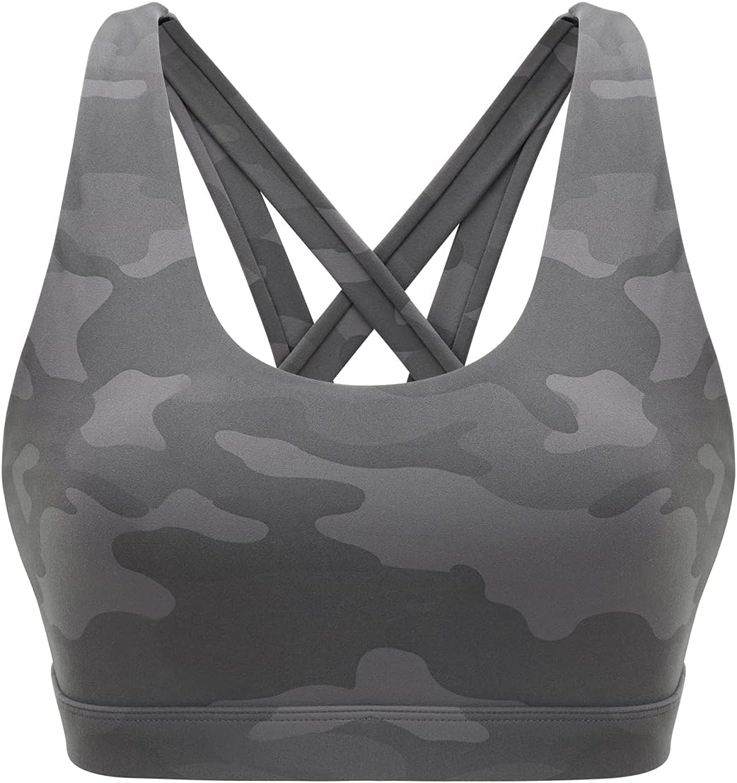 RUNNING GIRL Sports Bra for Women, Criss-Cross Back Padded Strappy Sports Bras Medium Support Yoga Bra with Removable Cups
