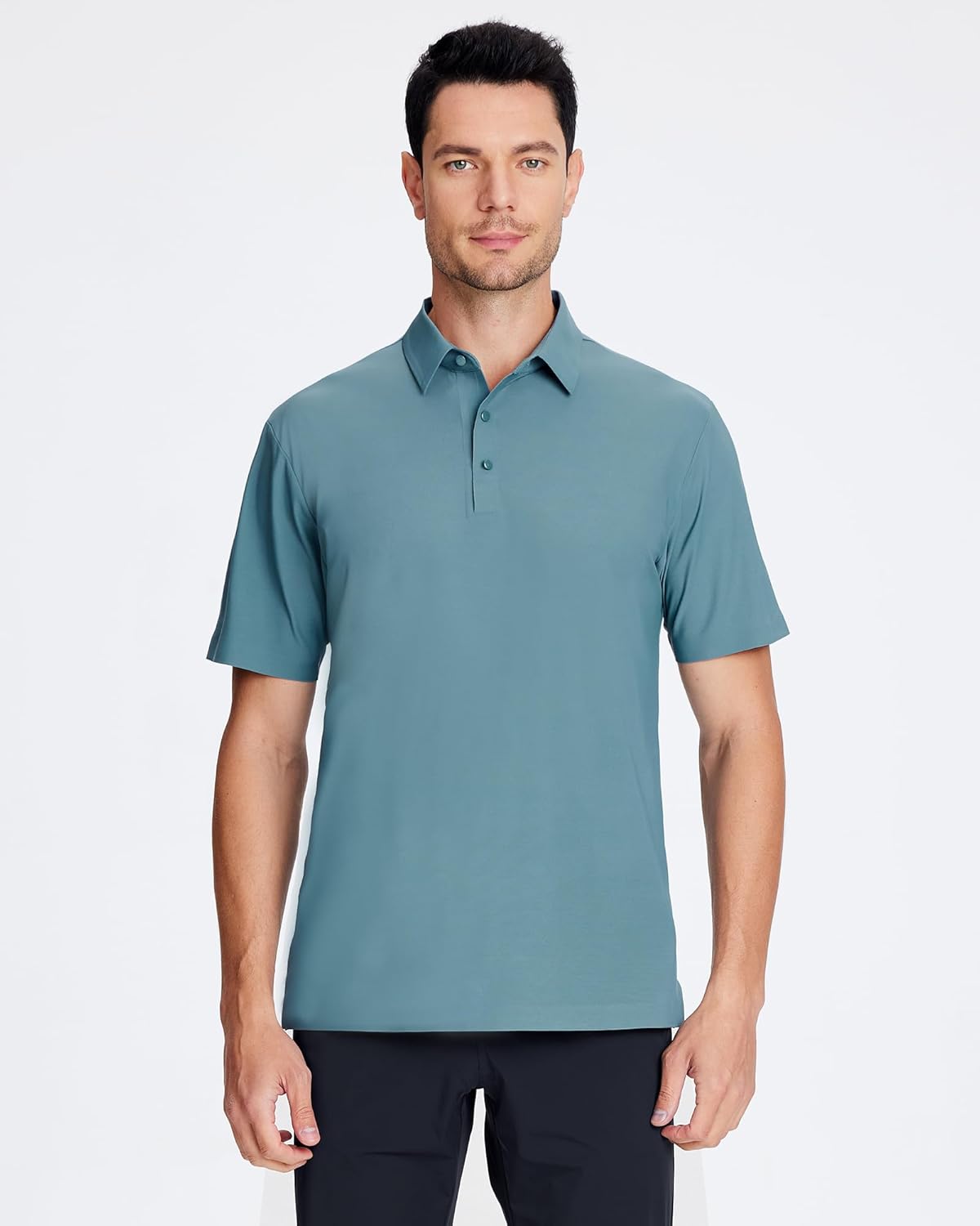 SAMERM Golf Shirts for Men Super Stretch Jacquard Dry Fit Golf Polo Moisture Wicking Short Sleeve Polo Shirts for Men