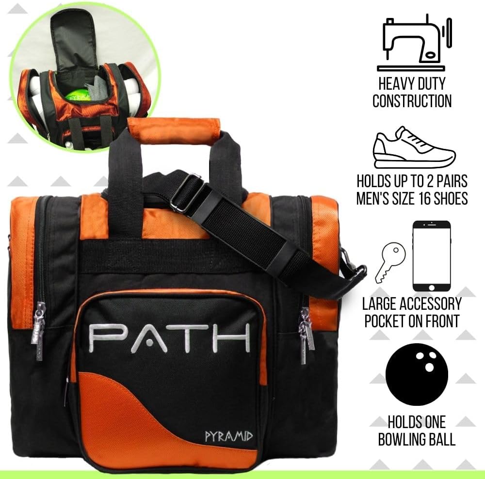 Pyramid Path Pro Deluxe Single Bowling Ball Tote - Holds One Ball, One Pair Shoes Up to Mens 15