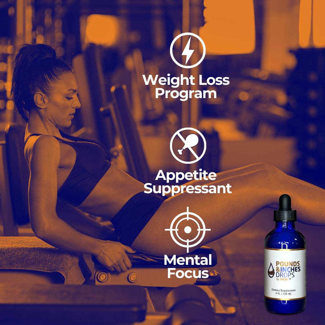 Dirobi Pounds and Inches Weight Management Drops, Liquid Supplement for Women and Men, Diet-Pill Alternative with Delicious Blueberry Flavor