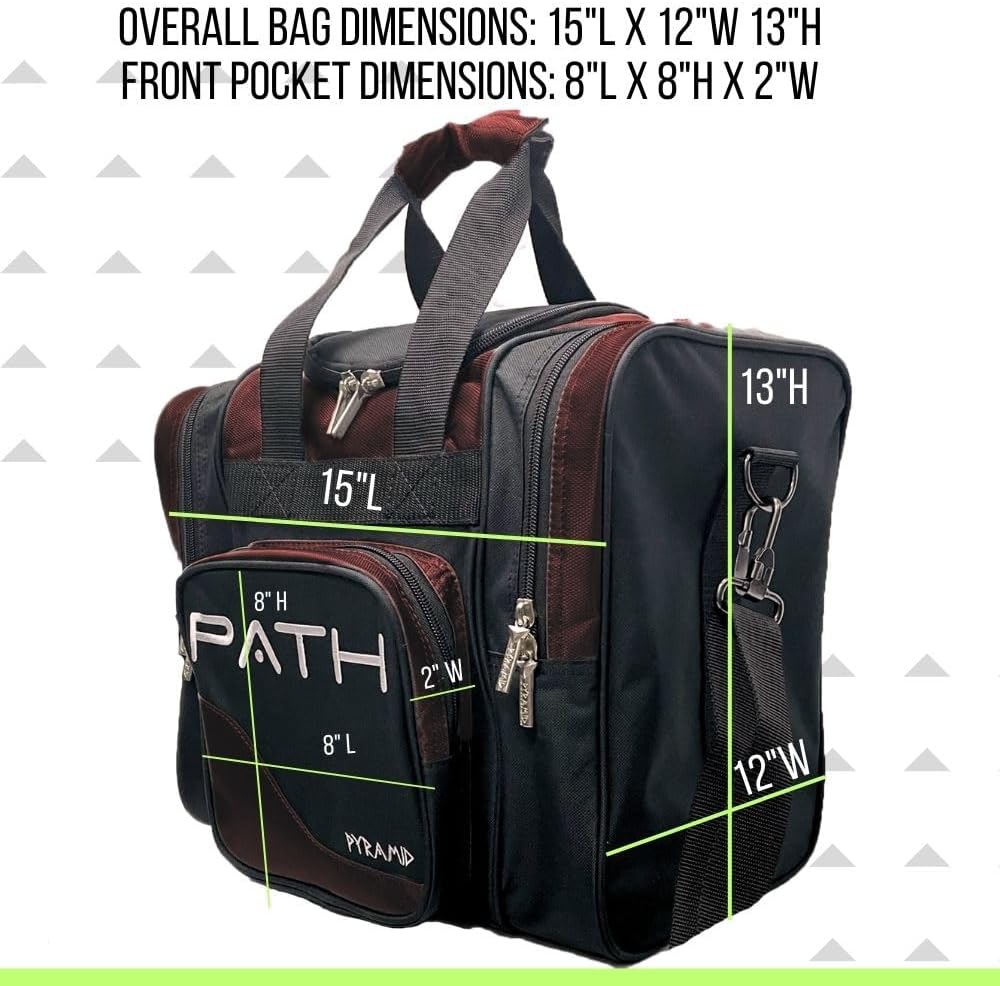 Pyramid Path Pro Deluxe Single Bowling Ball Tote - Holds One Ball, One Pair Shoes Up to Mens 15