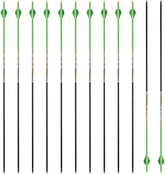 30/32" Inch ST0.006 Hunting Arrows for Compound & Recurve Bow,100% Carbon Archery Target Arrows with Removable Tips for Accurate Hunters & Bowhunters (Pack of 12)