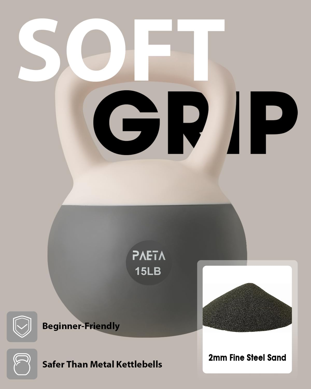PAETA Soft Kettlebell for Home Fitness – Anti-Slip Grip & Wide Handle Design,Soft Kettlebell set, Gentle Floor-Friendly Impact – 10lbs, 15lbs, 20lbs, for Home Functional Training