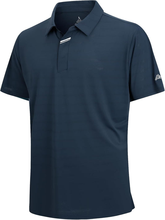 SAMERM Golf Shirts for Men Super Stretch Jacquard Dry Fit Golf Polo Moisture Wicking Short Sleeve Polo Shirts for Men