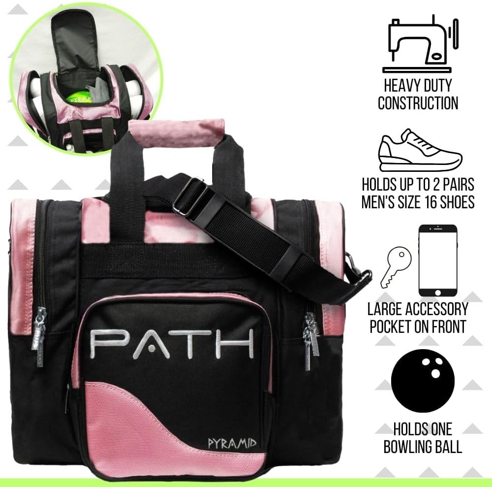 Pyramid Path Pro Deluxe Single Bowling Ball Tote - Holds One Ball, One Pair Shoes Up to Mens 15