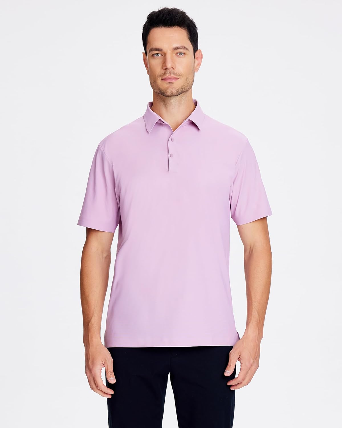 SAMERM Golf Shirts for Men Super Stretch Jacquard Dry Fit Golf Polo Moisture Wicking Short Sleeve Polo Shirts for Men