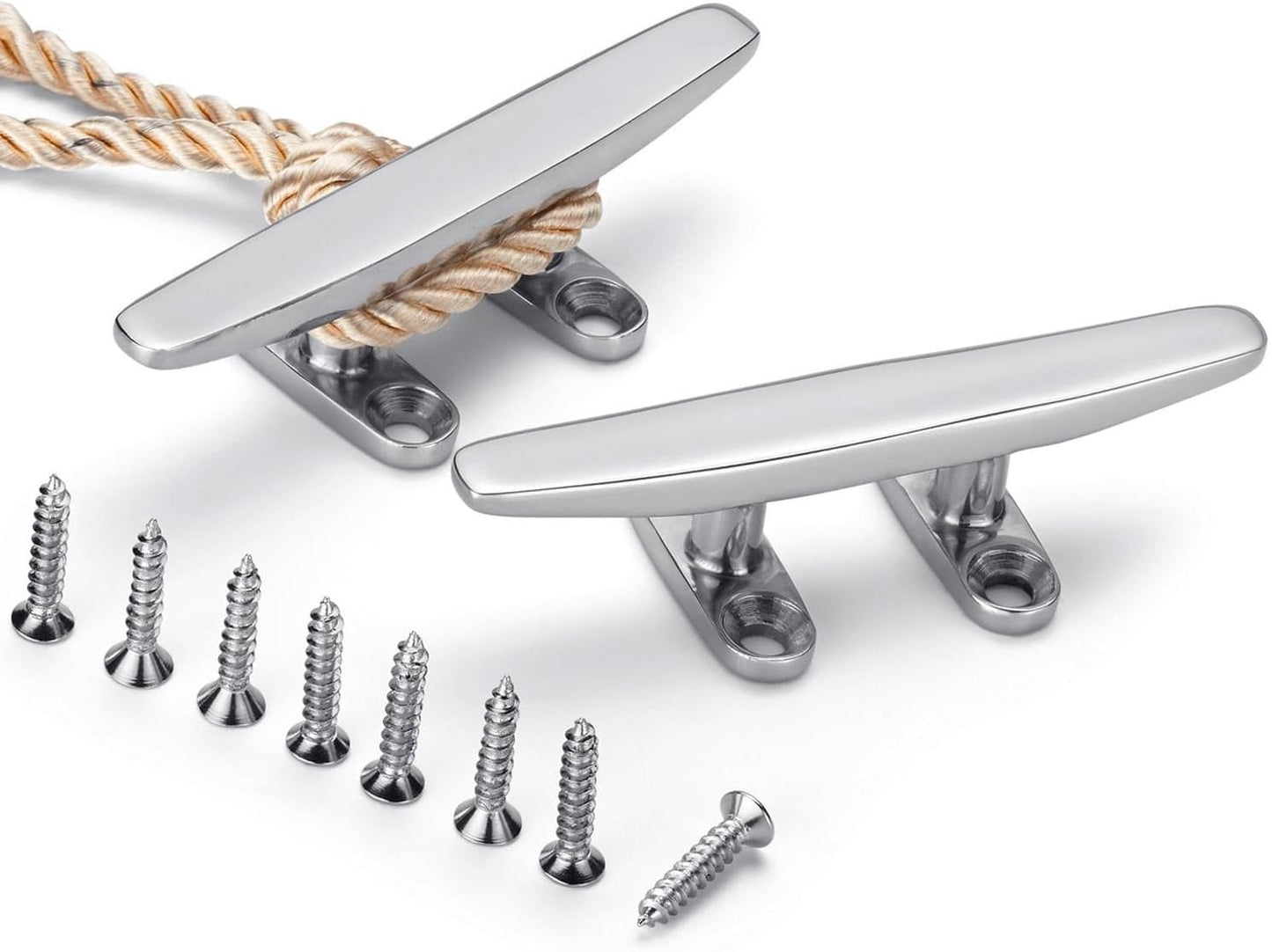 Boat Cleat Open Base Boat Cleat, Dock Cleat All 316 Stainless Steel Boat Mooring Accessories, Free Installation Accessories Screws(4/5 /6/8 inch)