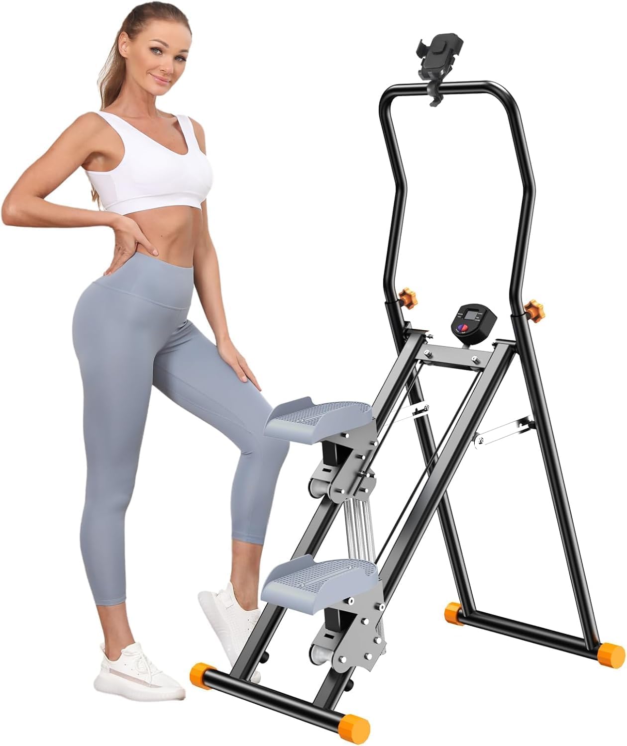 Stair Stepper with Adjustable Resistance for Home Cardio Workout,Upgraded Vertical Climber Machine Full-Body Workout,Compact Folding Exercise Climber, Adjustable Handlebar & Pedals