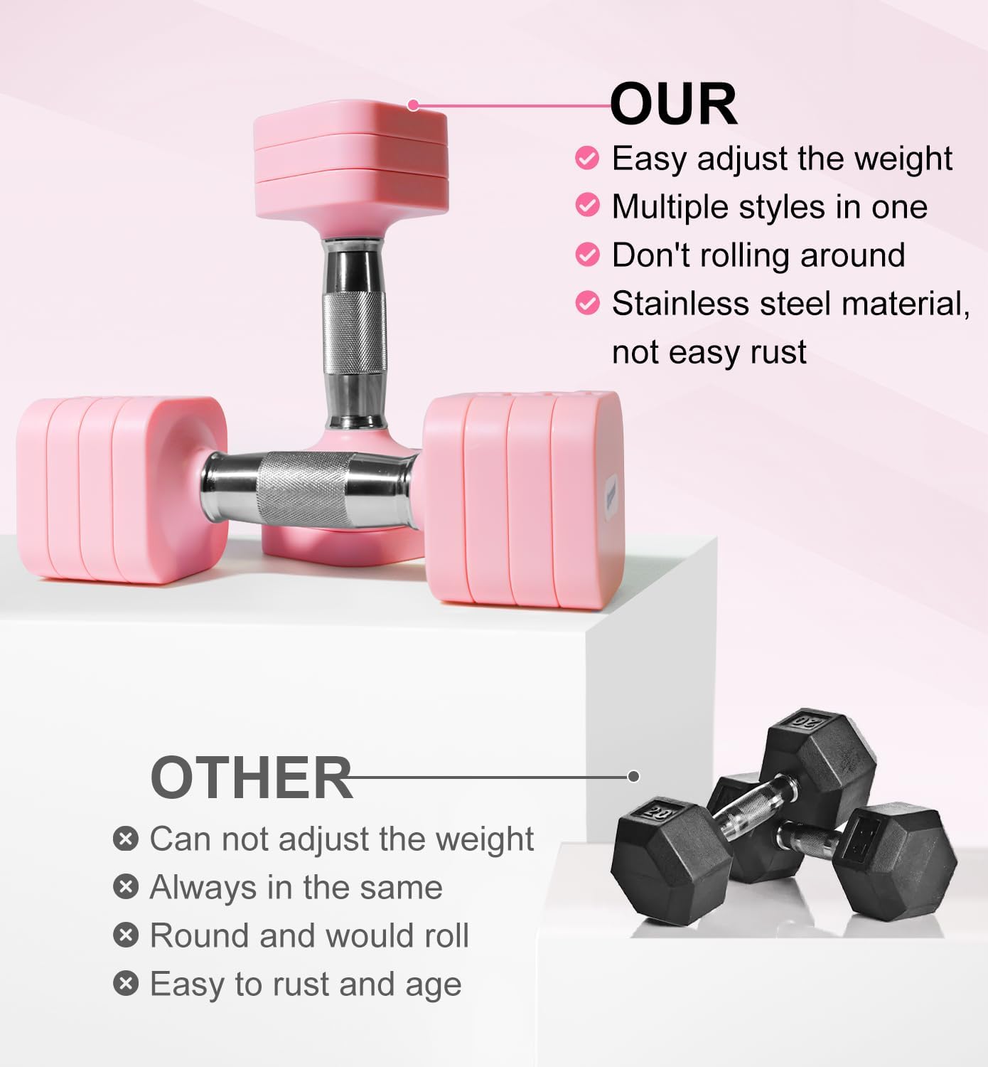15LB 20LB 50LB Adjustable Dumbbell Set Free Weights Dumbbells Set for Women Men Hand Weights Sets Adjust Dumbbell Weight Sets for Home Gym Exercise Workout Strength Training Equipments