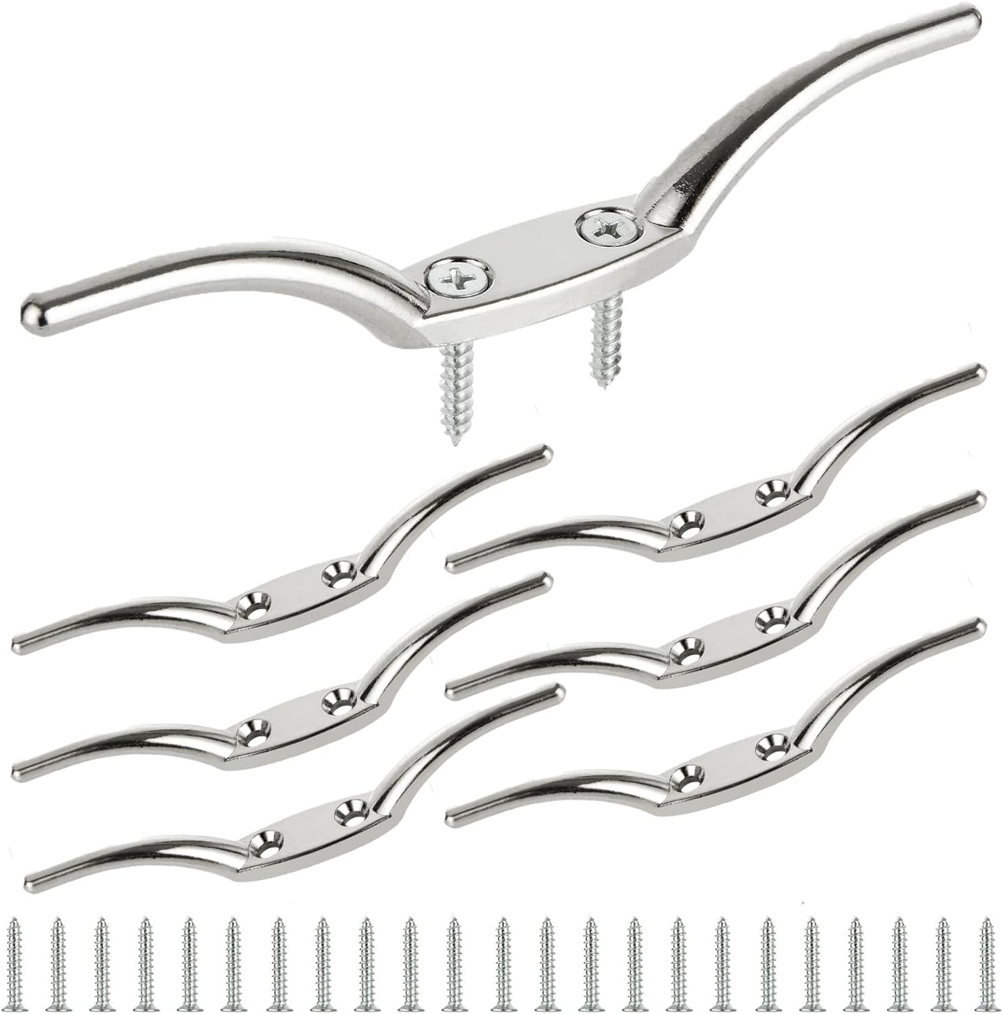 APACALI Metal Rope Cleats Boat Cleat 2 Inch 4 Inch 6 Inch Boat Flagpole Cleat Hook, Boat Deck Dock Cleats with Mounting Screws for Fixed Rope or Home Decor (Blinds Hook Curtains Sun Shade Ropes