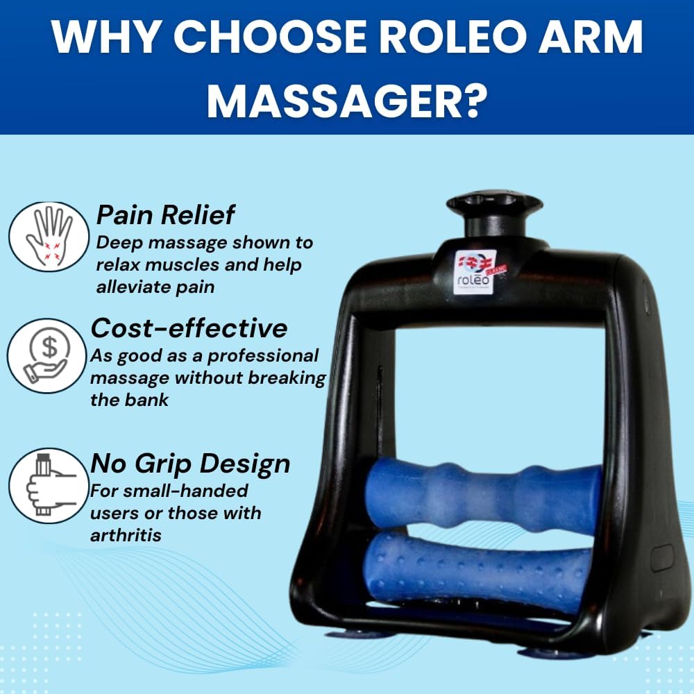 Roleo Arm and Hand Massager; Deep Tissue Forearm, Hand, and Wrist Pain Relief; Arm Roller; Portable. Strong Therapeutic Massage. Invented by a LIC. Massage Therapist. See Our Video. New Sleek Look