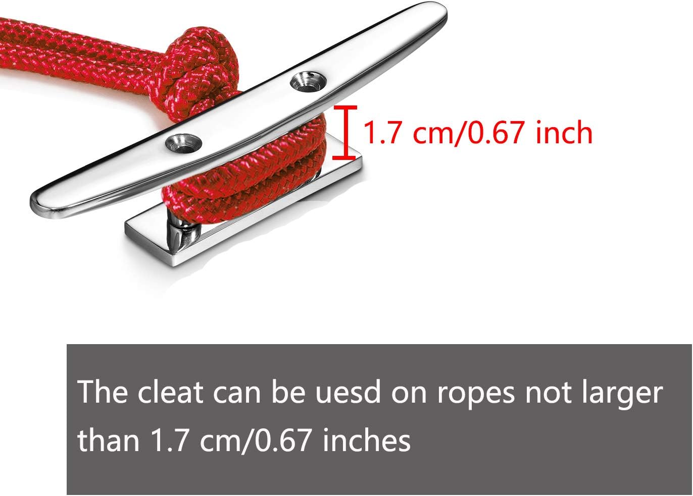 Boat Cleat 5 Inch Open Base 2 Pcs, Small Dock Cleat, Heavy Duty 316 Stainless Steel, Curtain Tie, Hook, Include Installation Screws