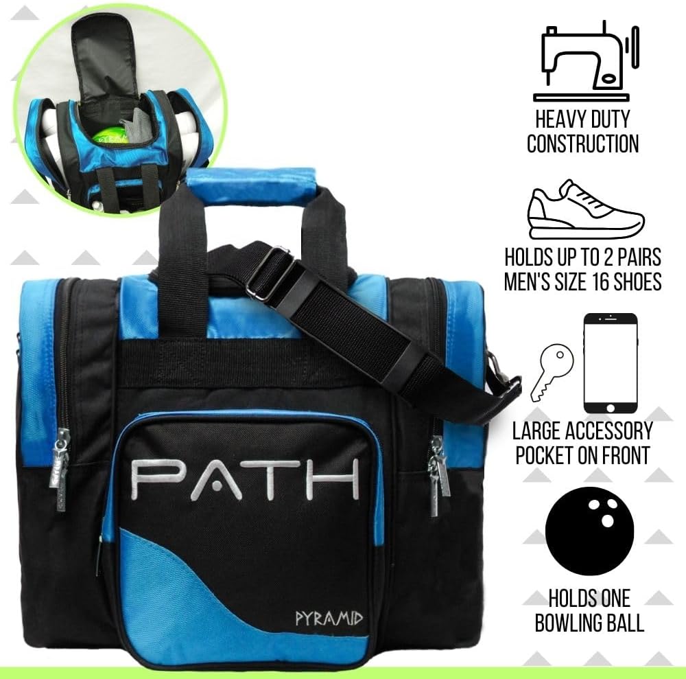 Pyramid Path Pro Deluxe Single Bowling Ball Tote - Holds One Ball, One Pair Shoes Up to Mens 15