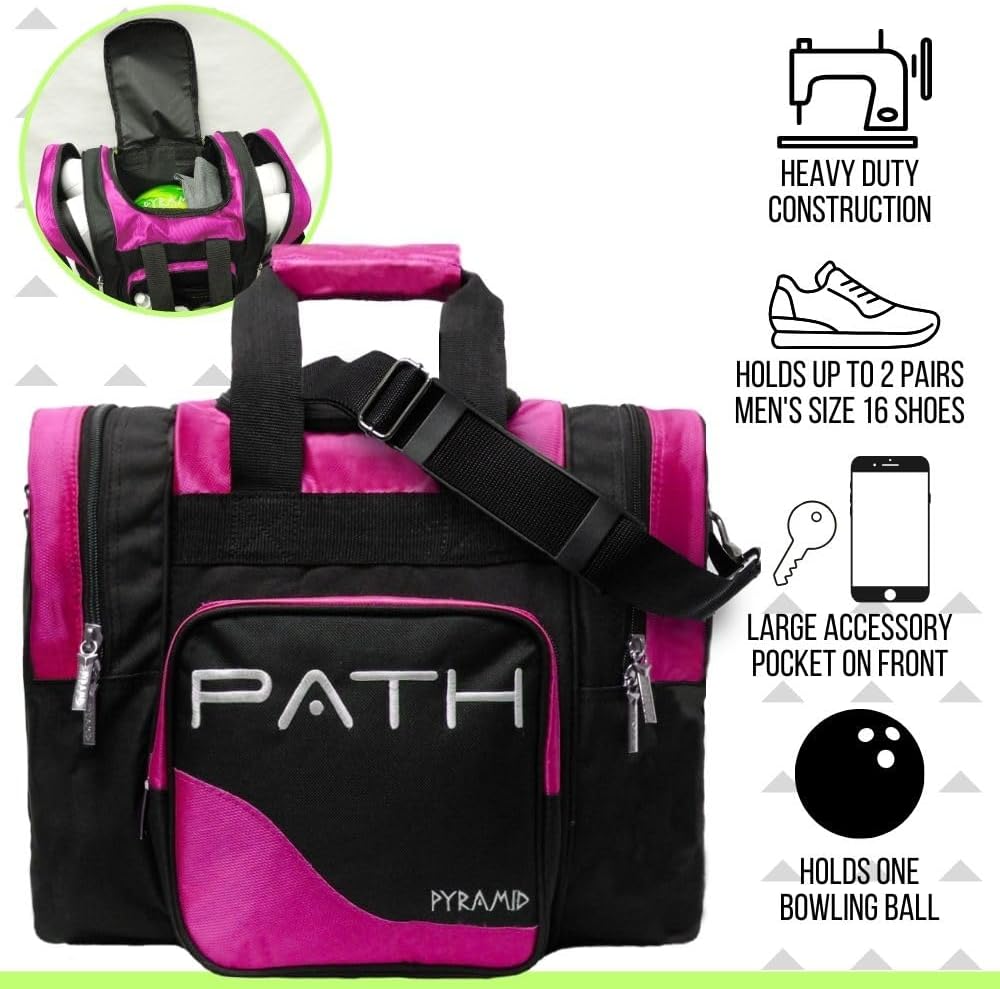 Pyramid Path Pro Deluxe Single Bowling Ball Tote - Holds One Ball, One Pair Shoes Up to Mens 15