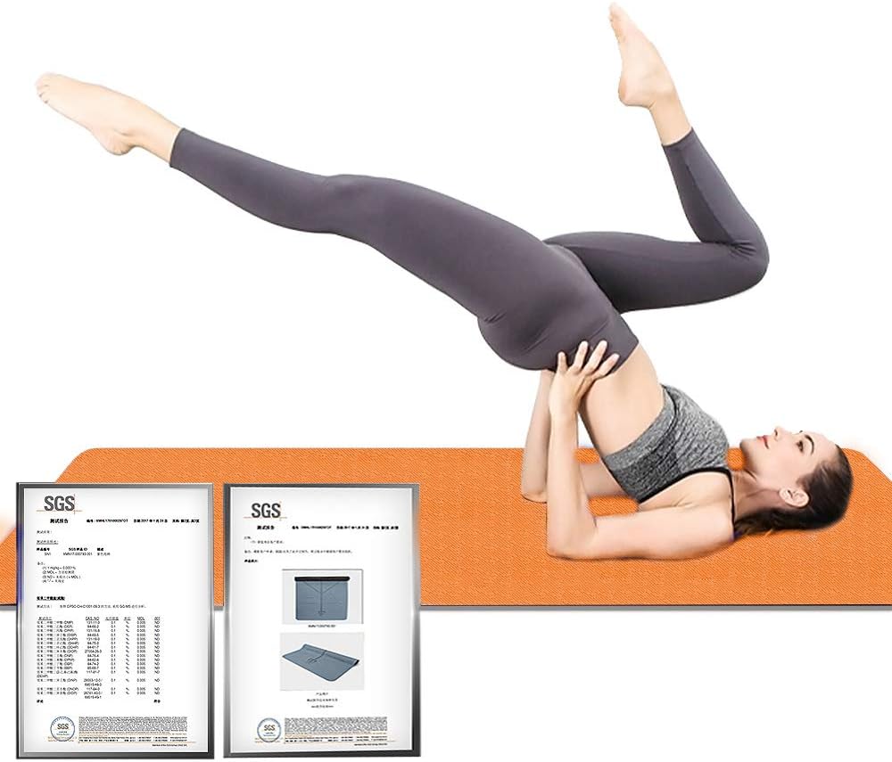 Hatha Yoga Extra Thick TPE Yoga Mat - 72"x 32" Thickness 1/2 Inch -Eco Friendly SGS Certified - With High Density Anti-Tear Exercise Bolster For Home Gym Travel & Floor Outside