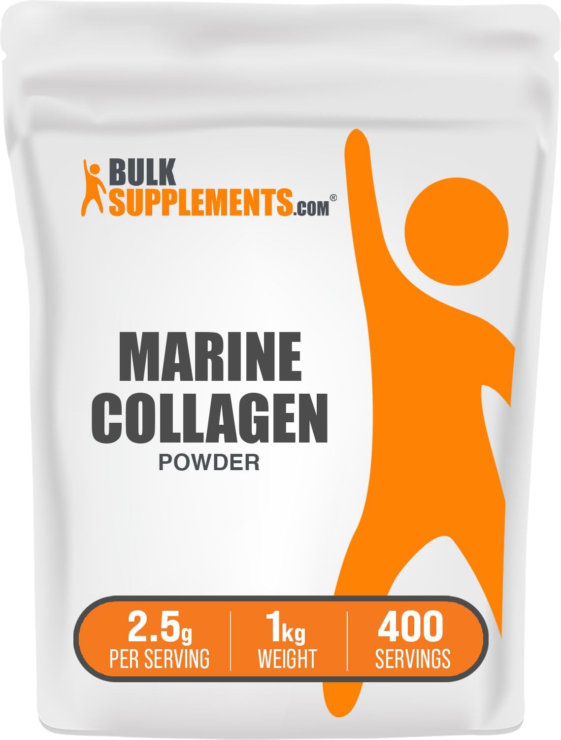 BulkSupplements.com Marine Collagen Powder - Marine Collagen Peptides Supplement, for Hair, Skin, & Nails - Hydyrolyzed & Gluten Free, 2.5g per Serving, 1kg (2.2 lbs) (Pack of 1)