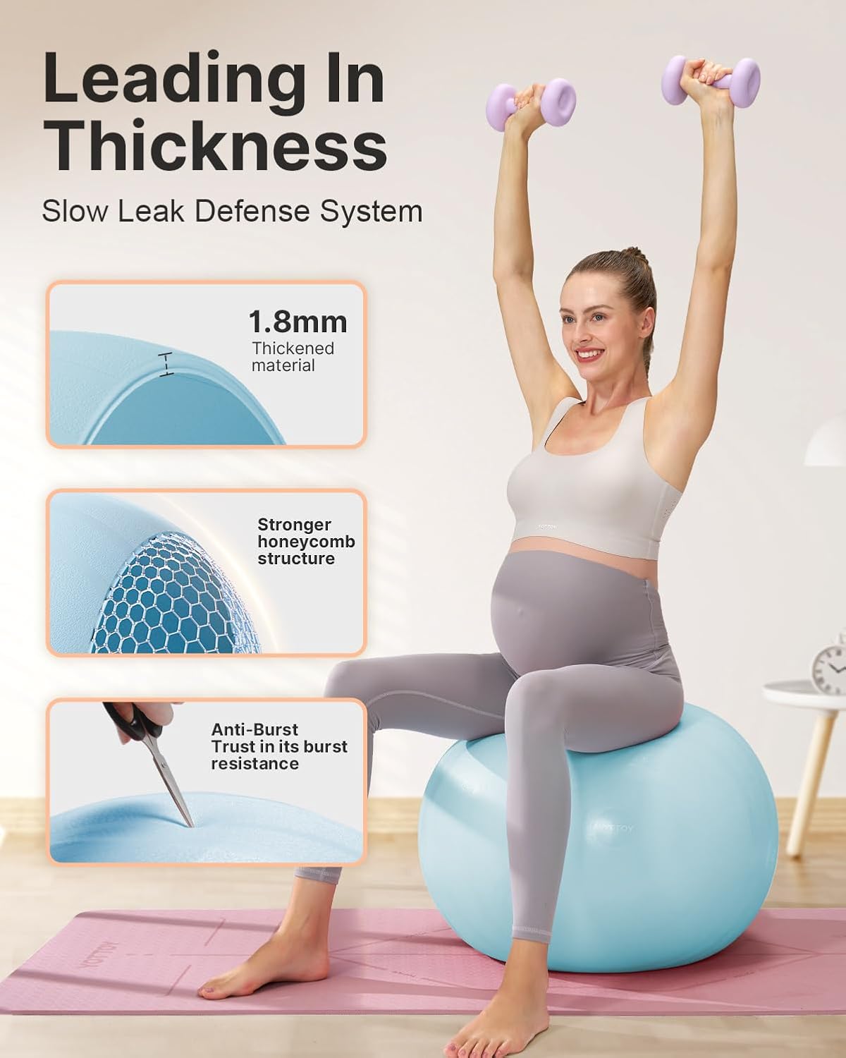 YOTTOY Pregnancy Ball - 1.8mm Thick Birthing Ball for Maternity Physio and Birth Preparation, Yoga and Exercise for Pregnancy - Includes Pump
