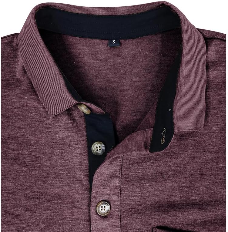 Men's Casual Polo Shirts Classic Button Basic Short Sleeve Shirt Solid Color Cotton Tees Golf Stylish Tops