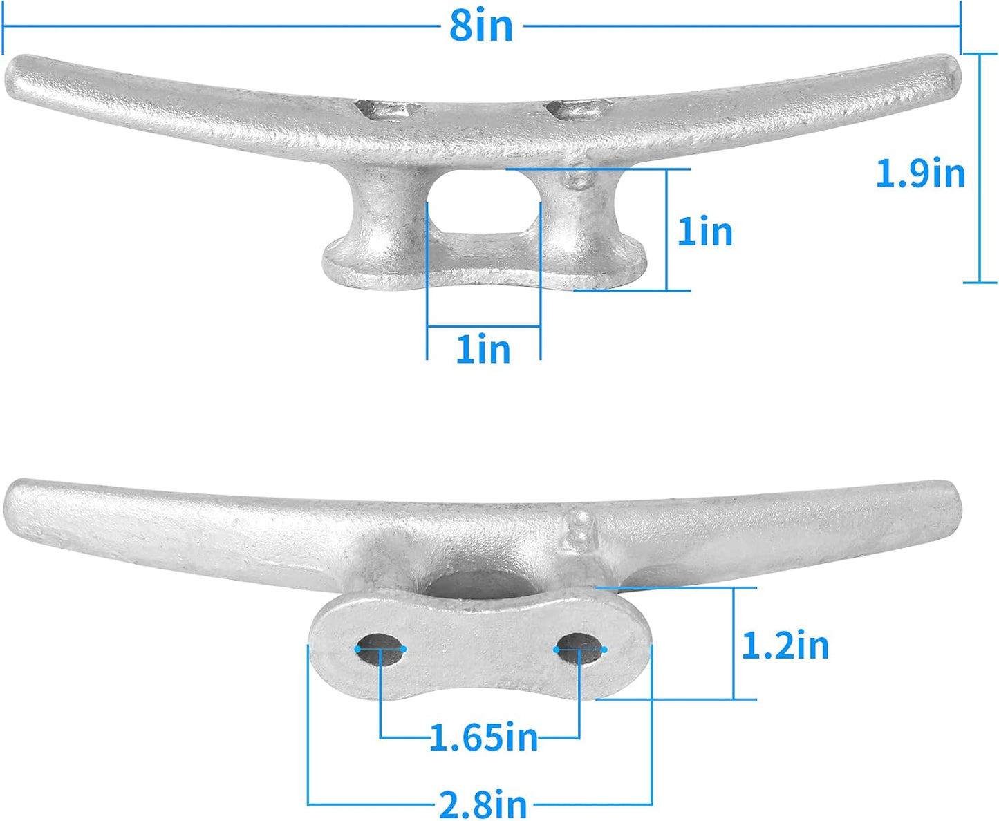 6/8/10/12/14 inch Dock Cleats With Bolts,Hot Dipped Galvanized Cast Iron Boat Cleats,Rope Cleat Boat Dock Cleats for Boat Docks,Decks,Piers for Tying up Boats,Marine Decor(1,2,4,5,6,8,10,12 Pack)