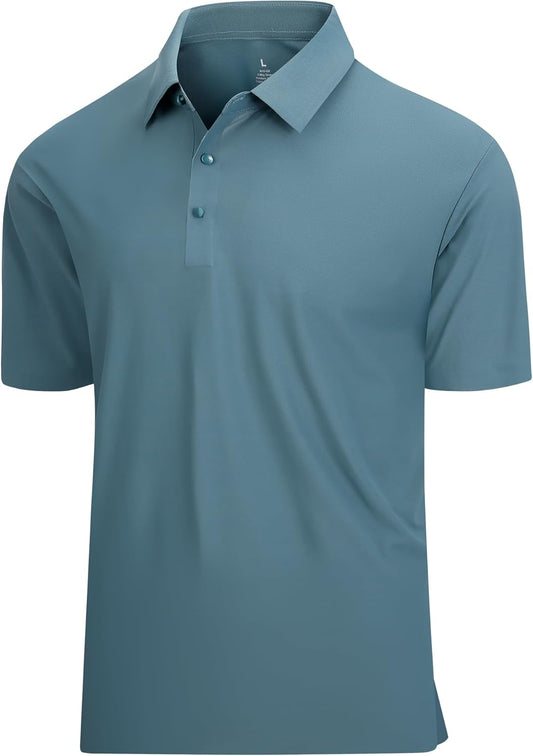 SAMERM Golf Shirts for Men Super Stretch Jacquard Dry Fit Golf Polo Moisture Wicking Short Sleeve Polo Shirts for Men