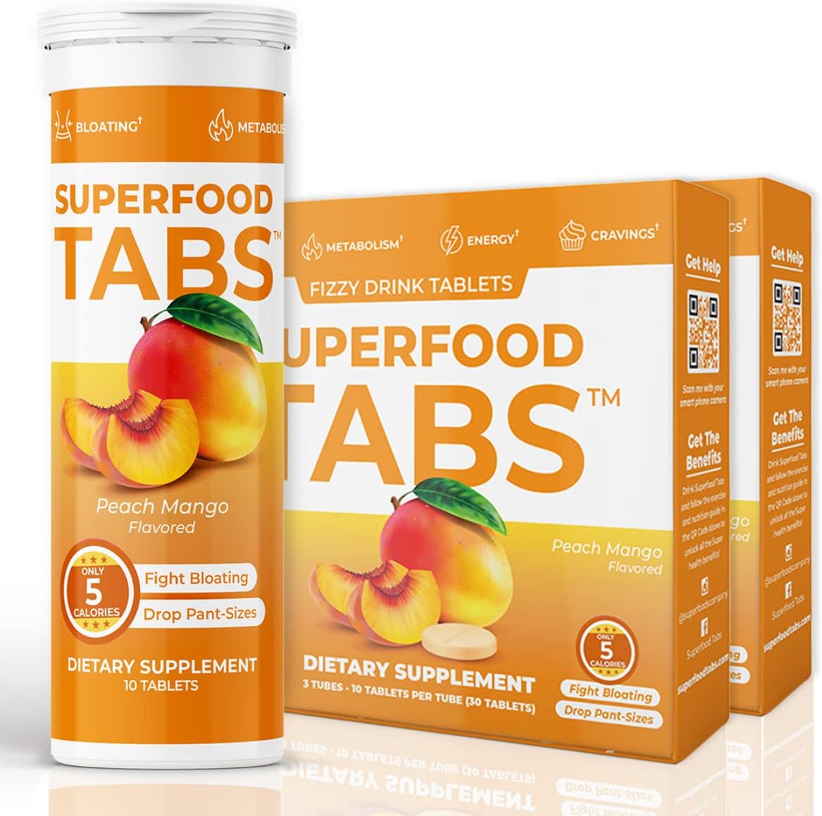 – Anti-Bloat Cleanse Drink with 15 Superfoods | Supports Digestion, Energy & Cravings | Vegan, Non-GMO | 60 Effervescent Tabs – Peach Mango Flavor