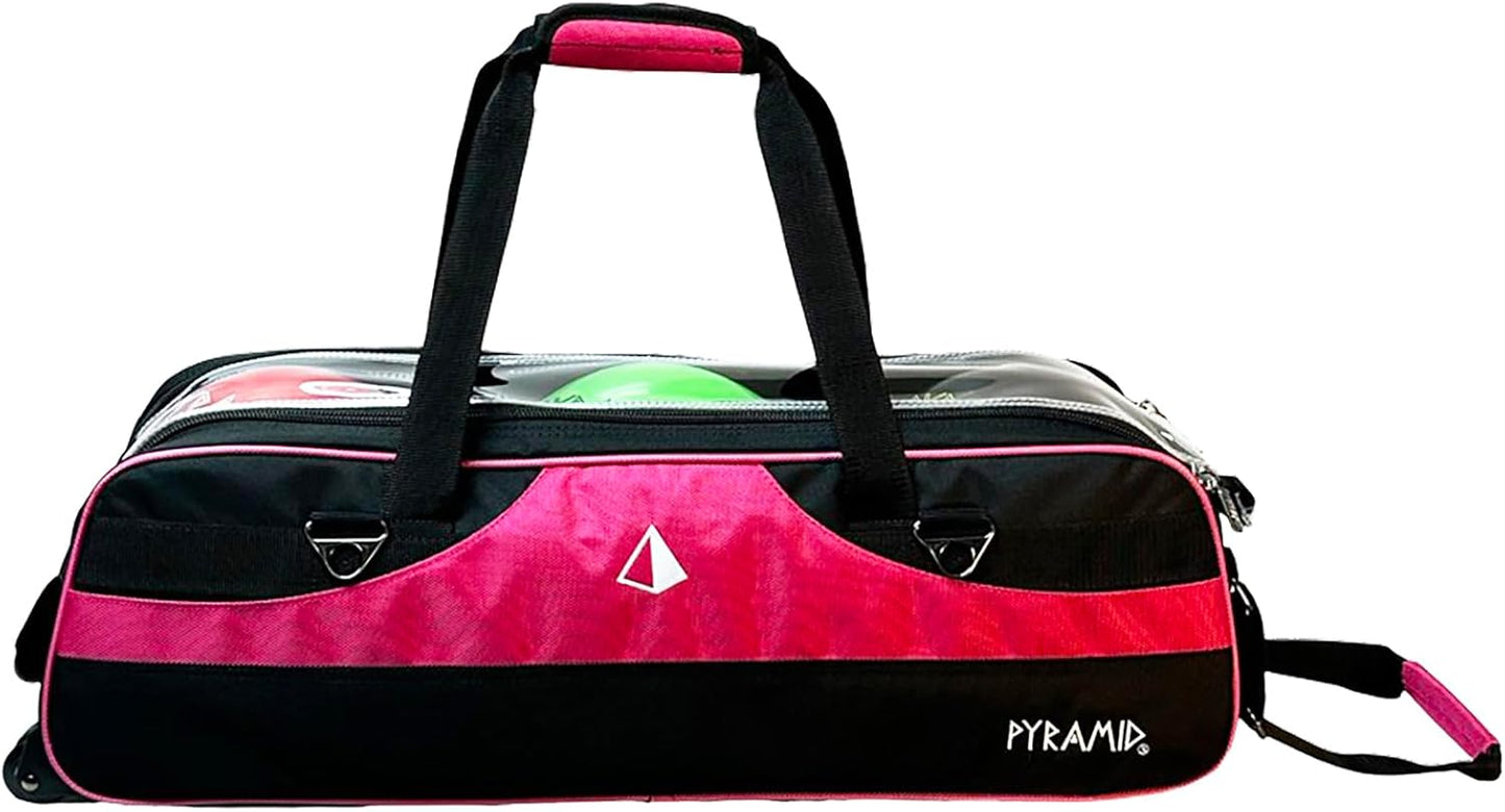 Pyramid Path Slim Triple Tote Roller Bowling Bag (No Shoe Pocket) With Large Side Accessory Pockets - Lightweight and Designed for Travel