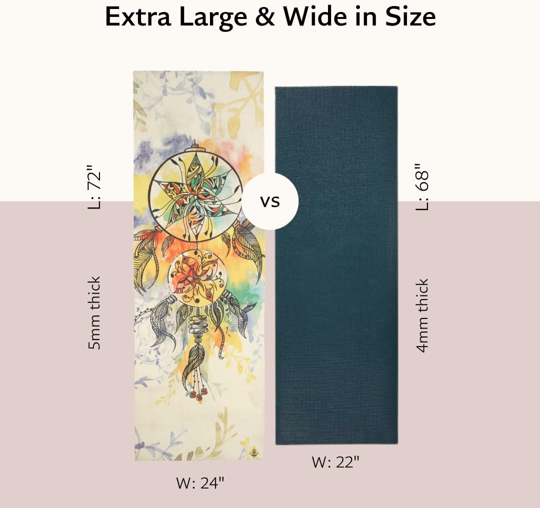 TPE Yoga Mat - Artist Designed, Premium eco friendly mats, Non Slip, Non toxic, Great For Regular & Hot Yoga, Pilates and Workouts (72 inch x 24 inch x 6mm thick)