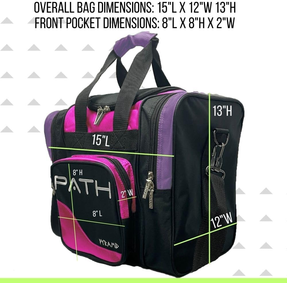 Pyramid Path Pro Deluxe Single Bowling Ball Tote - Holds One Ball, One Pair Shoes Up to Mens 15